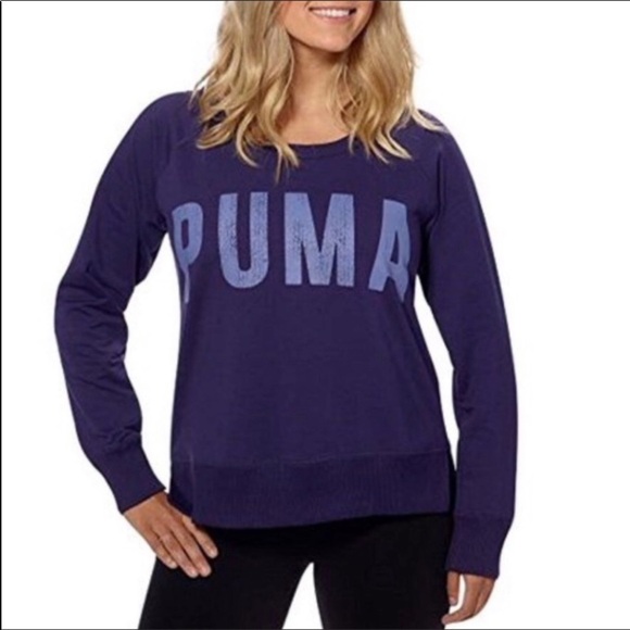 Puma Spell Out Scoop Neck Lightweight‎ Pullover Purple S - Picture 1 of 7